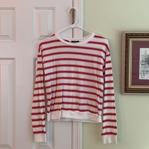 Red & White Striped Long Sleeve Tee